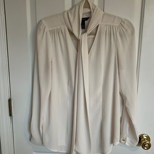 White House Black Market cream long sleeve blouse size 10